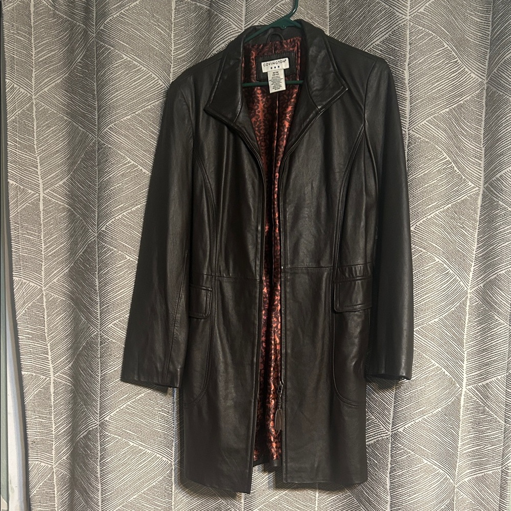 Covington Leather Dark Brown Jacket with satin lining